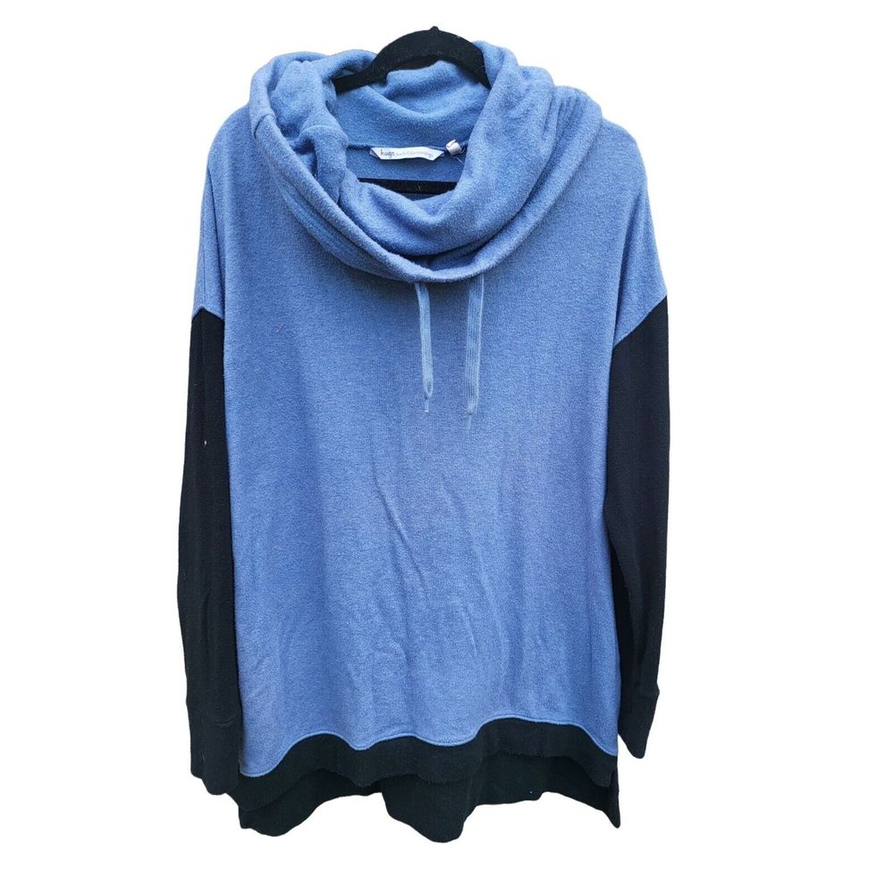 Hugs From Soft Surroundings Cowl Neck Pullover Sweater Womens Large Blue Long Sl